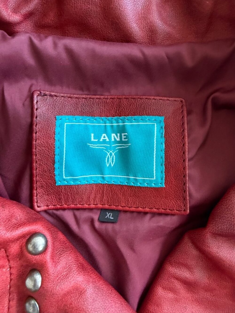 Lane Boots COSSETTE Red Leather Jacket Western Cowgirl Biker Bomber Coat Size XL - Picture 4 of 14